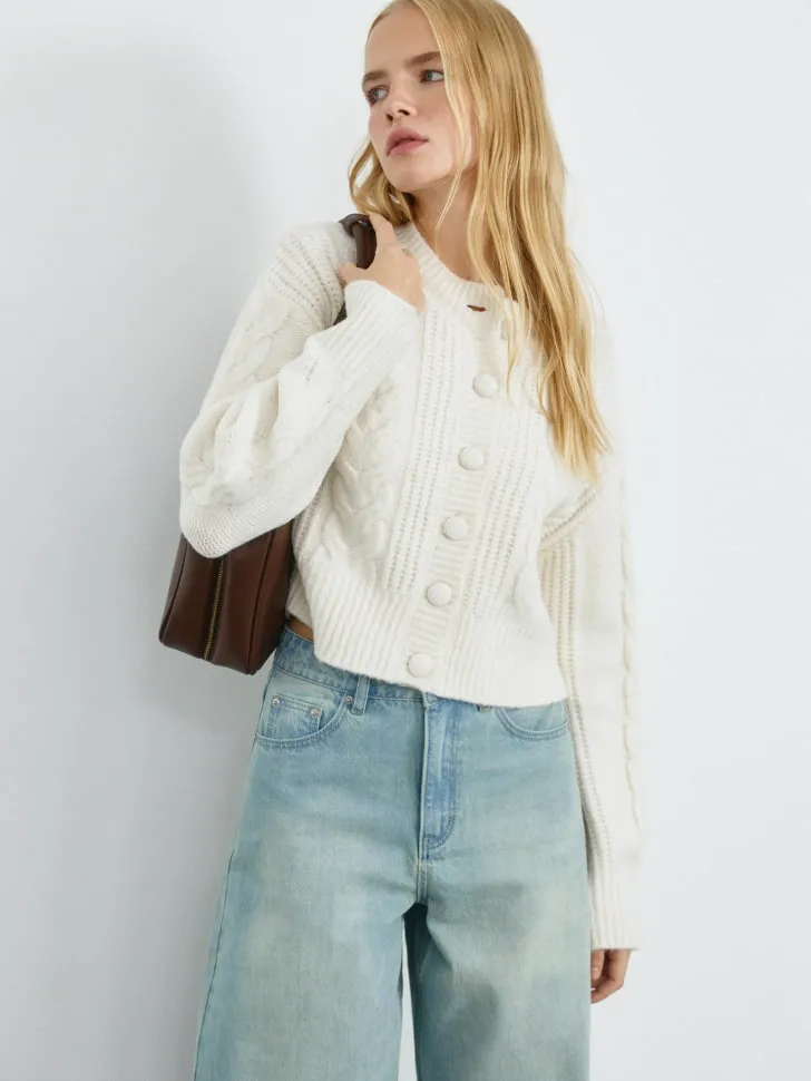 Кардиган с содержанием шерсти, бежевый, арт. 2696