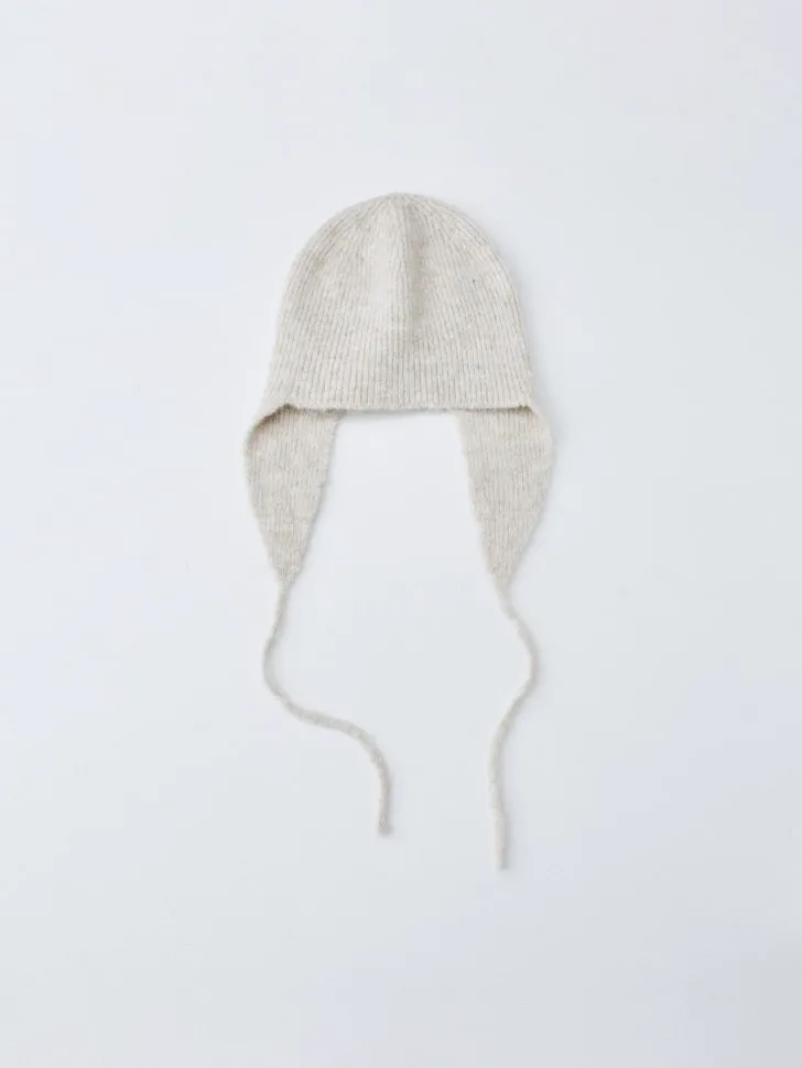 Вязаная шапка-ушанка, бежевый, арт. 2703