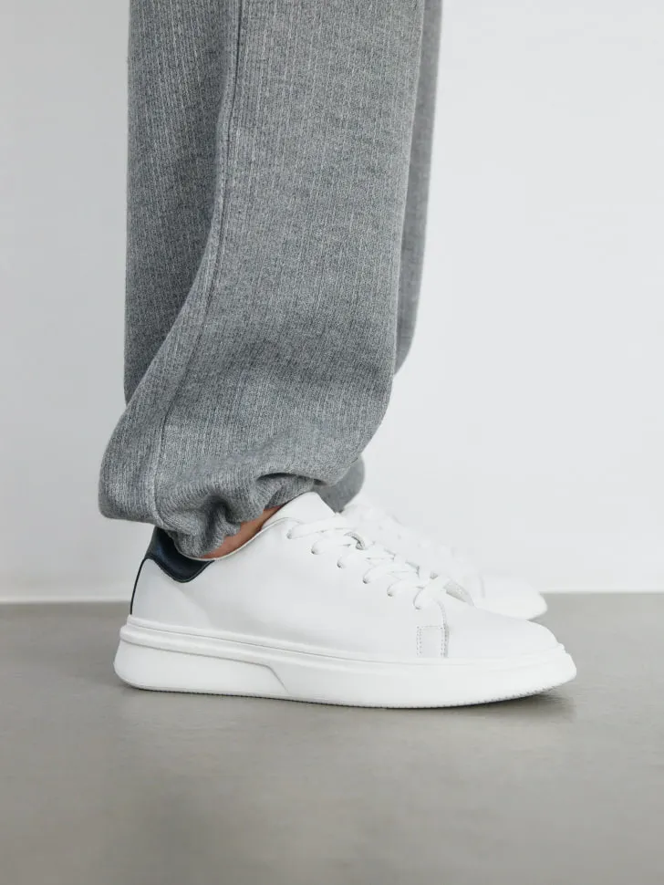 Комбинированные кеды из натуральной кожи, белый, арт. 2705