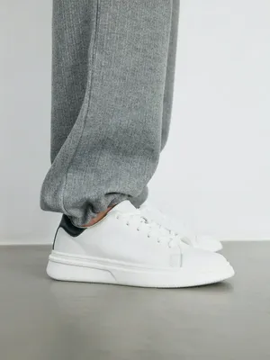 Комбинированные кеды из натуральной кожи, белый, арт. 2705