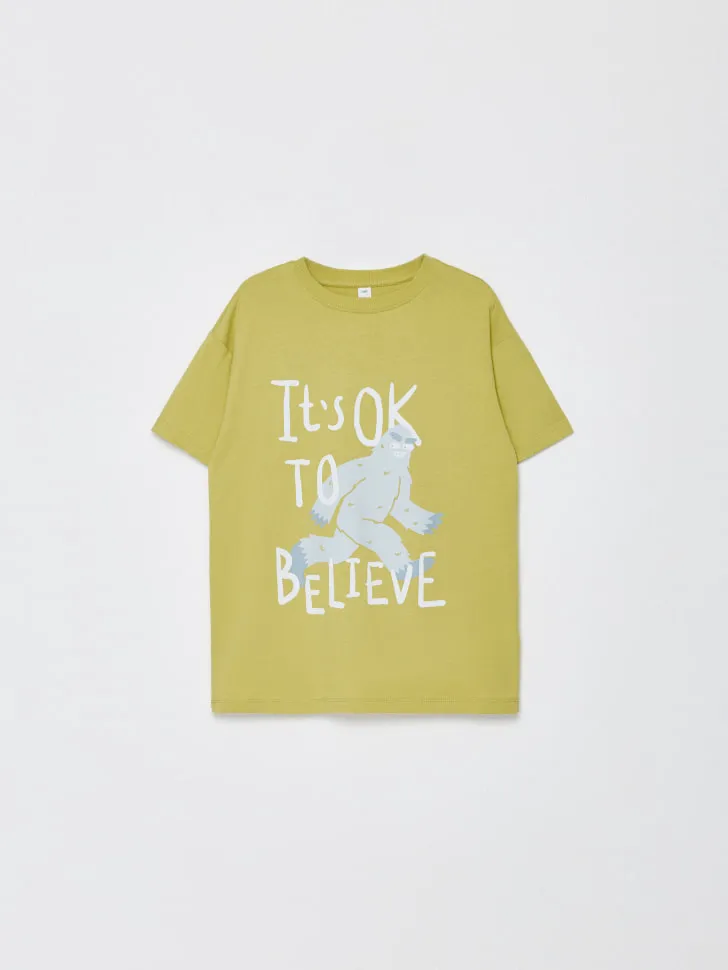 Футболка оверсайз с принтом детская, зеленый, арт. 2710