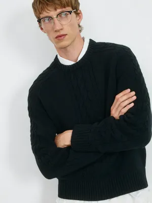 Джемпер Relaxed fit с рельефной вязкой косами, арт. 2724