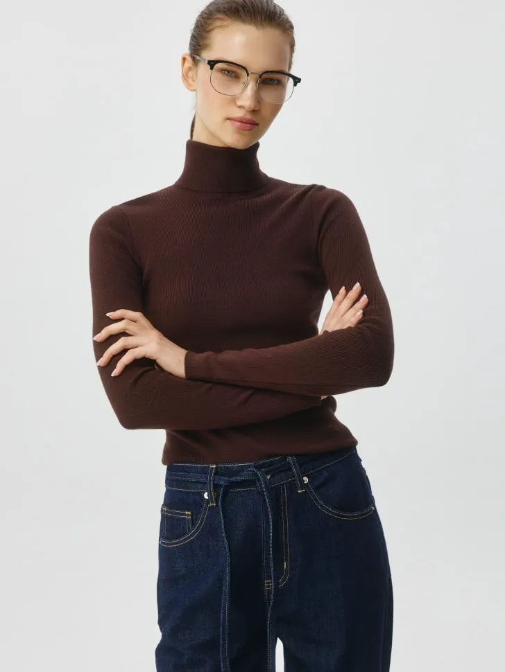 Вязаная водолазка, коричневый, арт. 2738