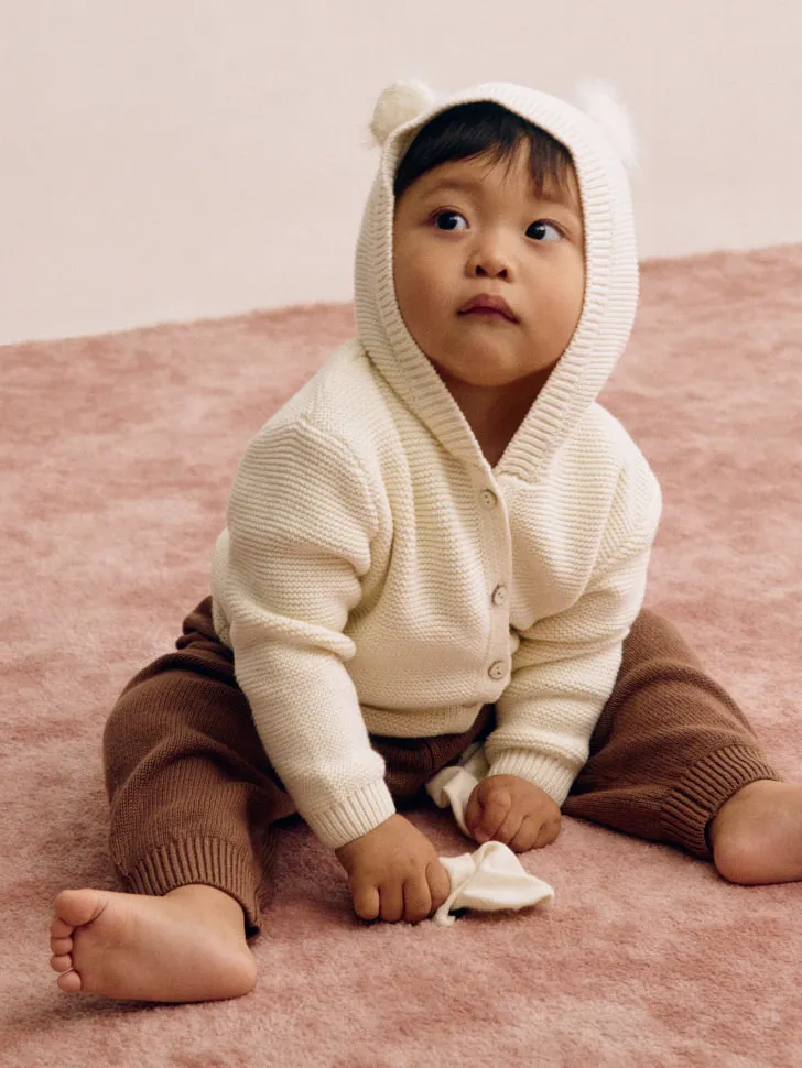 Кардиган с капюшоном для малышей, бежевый, арт. 2814