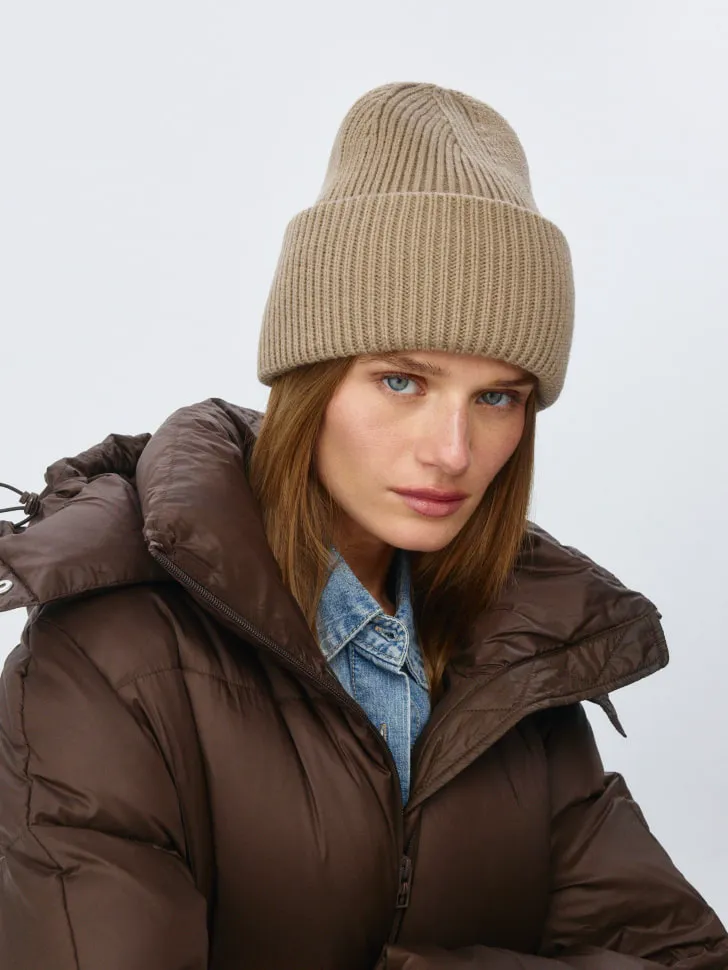 Вязаная шапка из смесовой шерсти, бежевый, арт. 2839