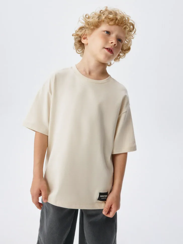 Базовая футболка оверсайз детская, бежевый, арт. 2848