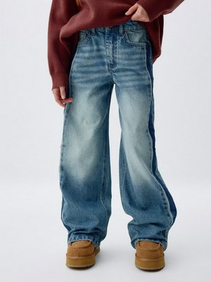 Джинсы Wide Leg с контрастными вставками для девочек, арт. 2861