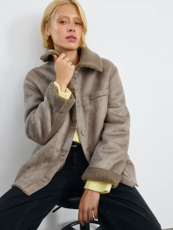 Дубленка из искусственной кожи, бежевый, арт. 2866