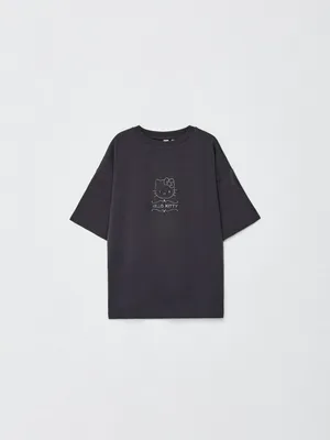 Футболка оверсайз с вышивкой Hello Kitty для девочек, арт. 2872