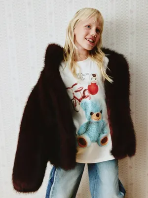 Короткая утепленная шуба для девочек, арт. 2889