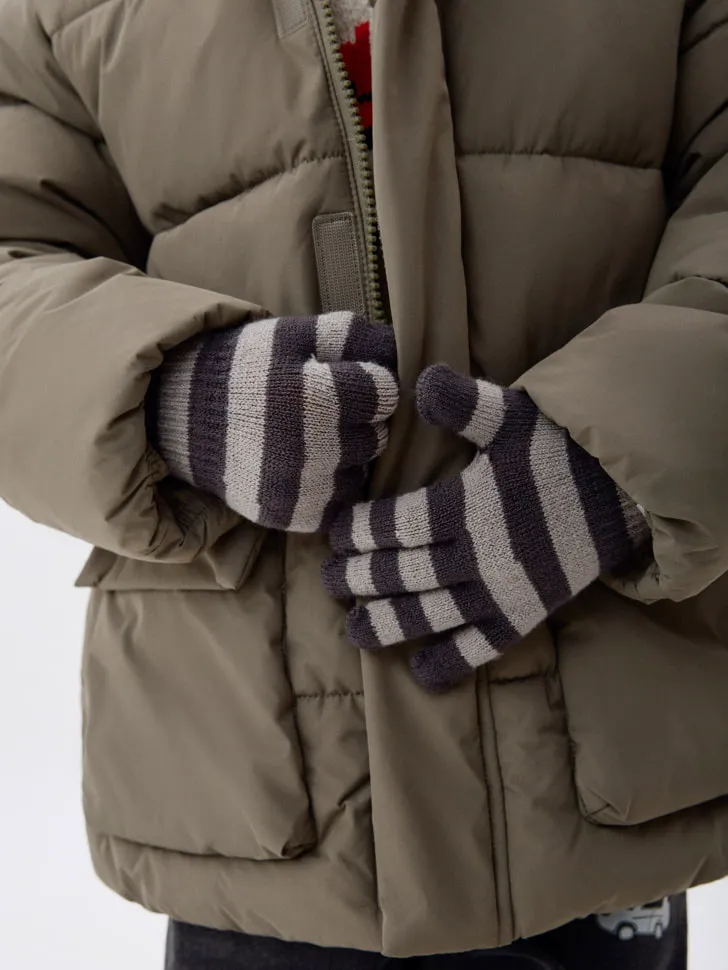 Перчатки в полоску детские, серый, арт. 2901