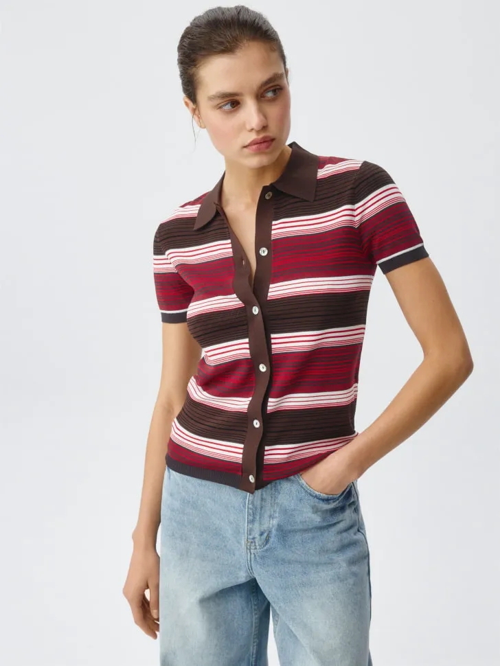 Вязаный джемпер с контрастными полосками, разноцветный, арт. 2903