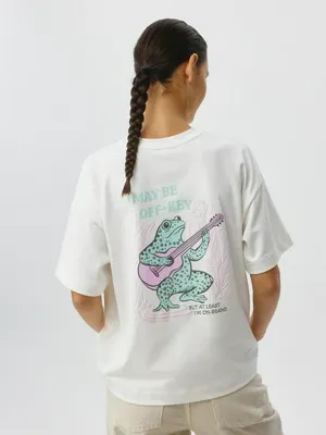 Футболка оверсайз с принтом и вышивкой, арт. 2906