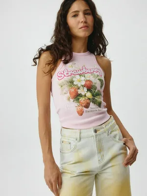 Топ в рубчик с принтом, арт. 2915