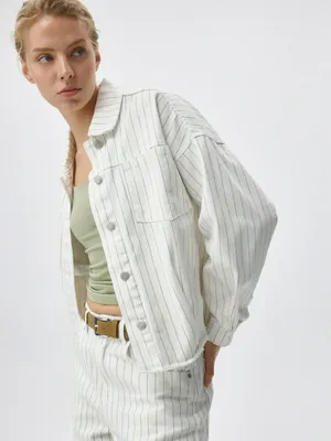 Джинсовая куртка оверсайз в полоску, арт. 2926