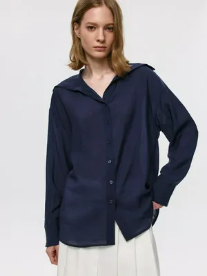 Блузка из вискозы и тенселя с морским воротником, арт. 2927