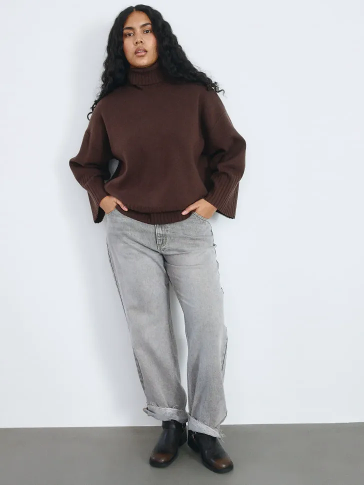 Джинсы WIDE LEG с эффектом стирки, серый, арт. 2999