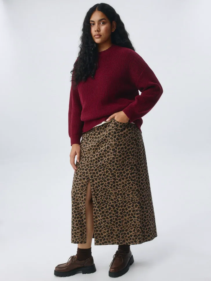 Джинсовая юбка миди, коричневый, арт. 3002