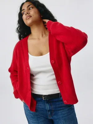 Вязаный кардиган, красный, арт. 3005