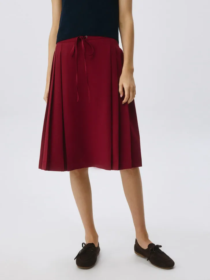Юбка миди из костюмной ткани, бордовый, арт. 3008