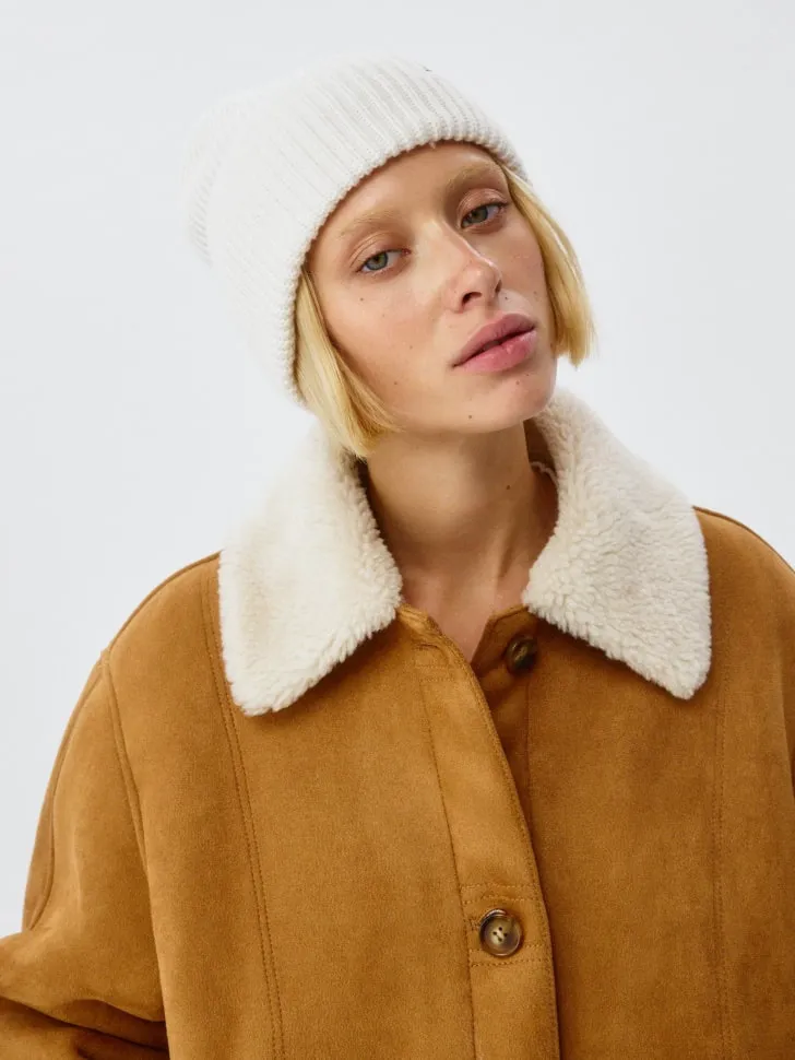 Шапка-бини из смесовой шерсти, белый, арт. 3016