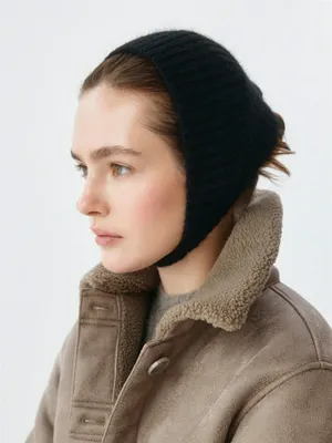 Вязаная шапка-чепчик с шерстью, арт. 3019