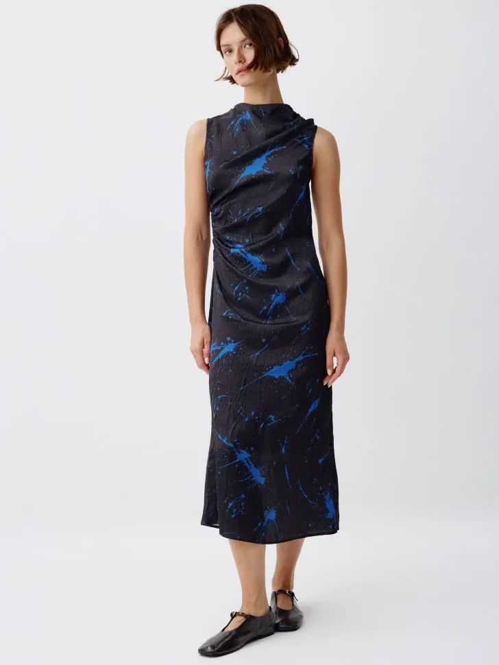 Платье миди из жатого атласа, разноцветный, арт. 3024