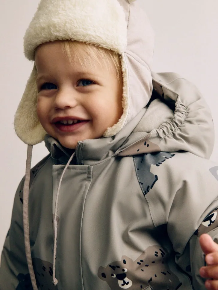 Непромокаемая шапка-ушанка для малышей, бежевый, арт. 3037