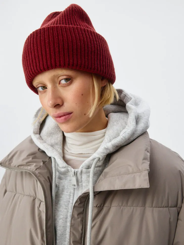 Вязаная шапка из смесовой шерсти, бордовый, арт. 3041