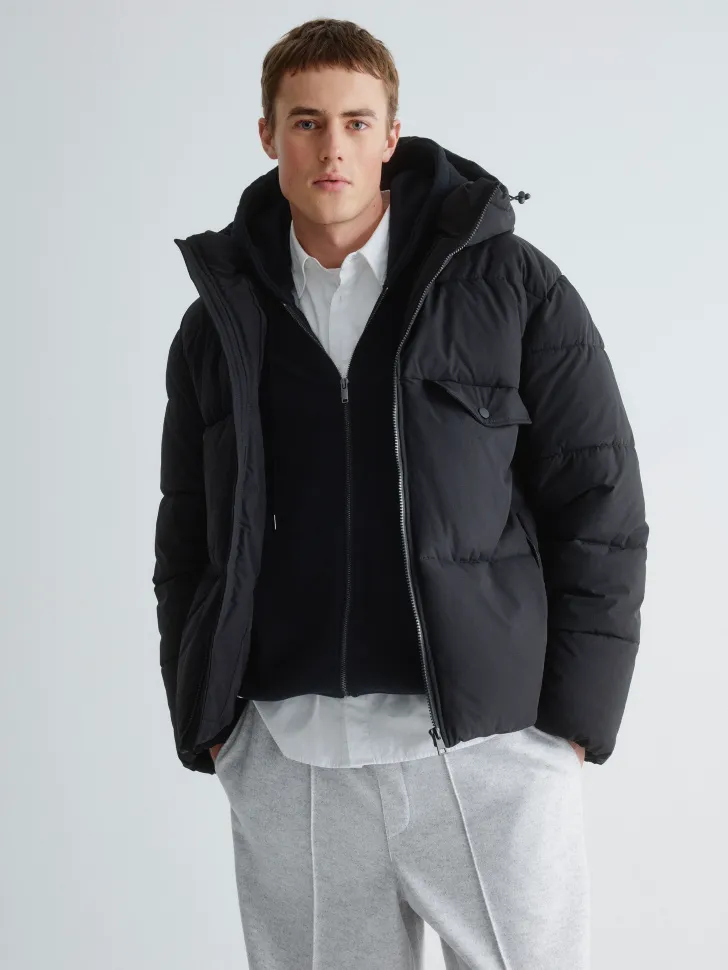 Стеганая утепленная куртка оверсайз, черный, арт. 30418