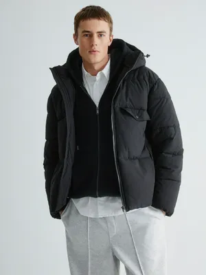 Стеганая утепленная куртка оверсайз, черный, арт. 30418