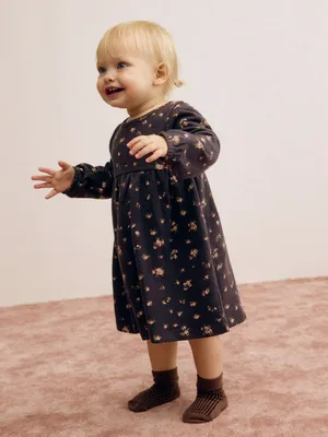 Трикотажное платье с принтом для малышей, серый, арт. 3060