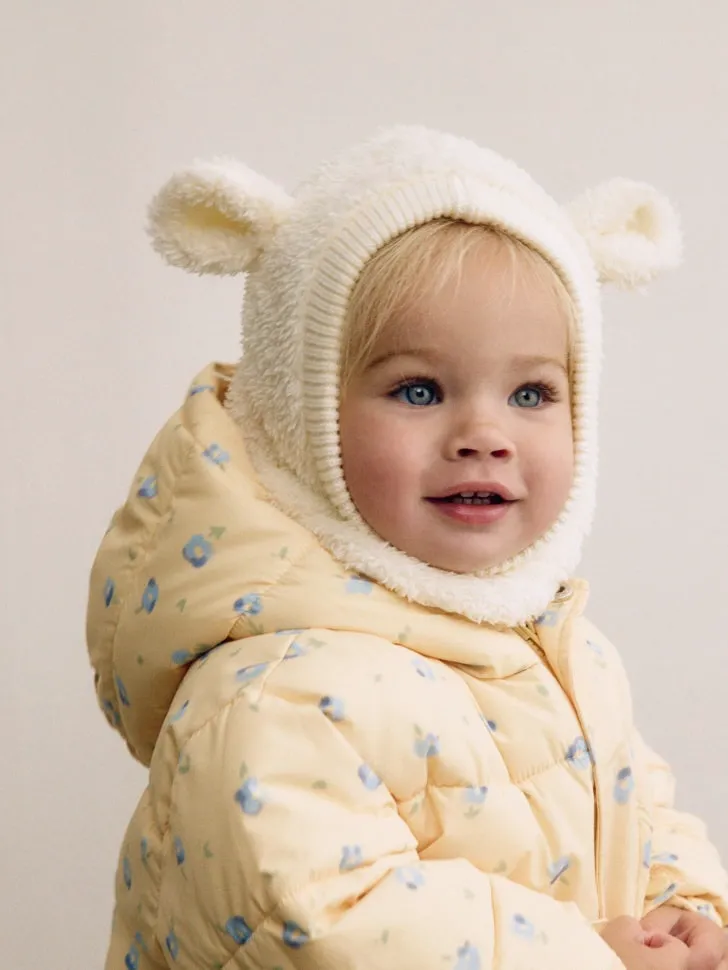 Меховая шапка-шлем для малышей, белый, арт. 3064