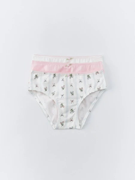 Набор из 3 трусов-слипов для девочек, белый, розовый, арт. 000001