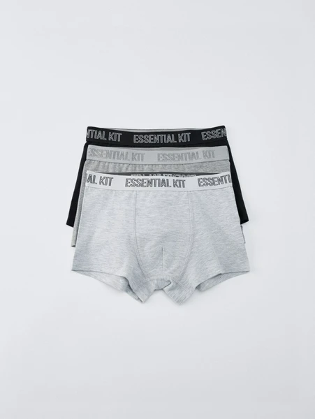 Набор из 3 трусов-боксеров для мальчиков, серый, черный, арт. 000