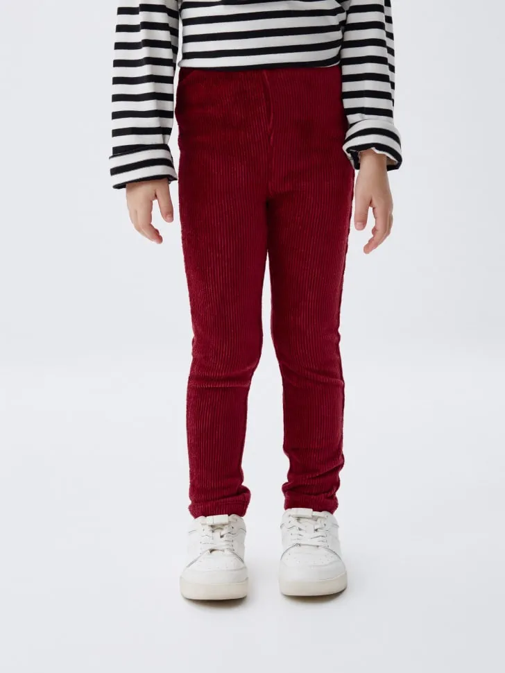 Вельветовые леггинсы в рубчик для девочек, бордовый, арт. 3092