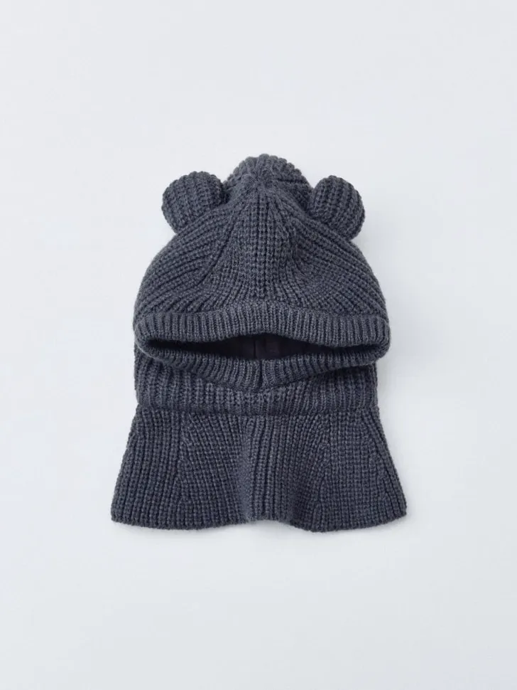 Шапка-шлем с ушками для малышей, серый, арт. 3097