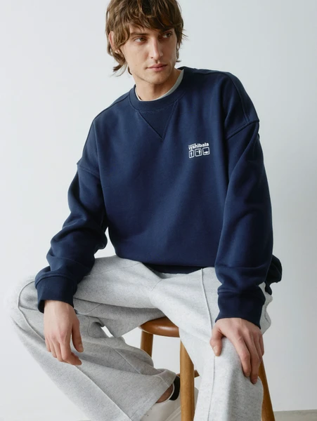 Свитшот оверсайз с принтом, синий, арт. 31019