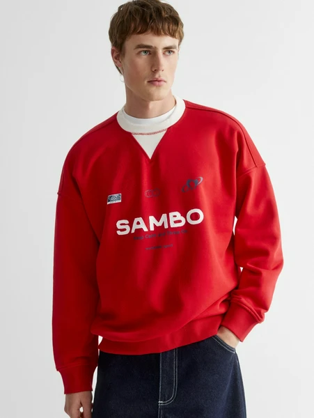 Свитшот оверсайз с принтом, красный, арт. n/a