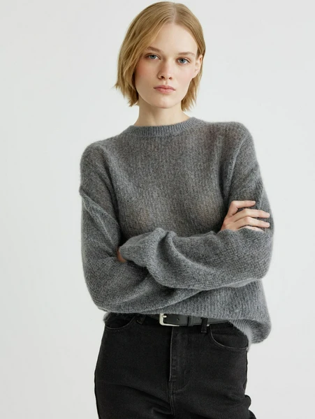 Джемпер с шерстью и мохером, серый, арт. mohe-w-01