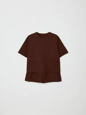 Пижама из хлопковой вафельной ткани, бордовый, арт. 31045