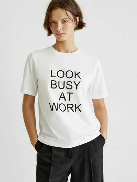 Футболка с текстовым принтом, белый, арт. tfw001