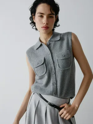 Жилет из 100% шерсти, серый, арт. 31054