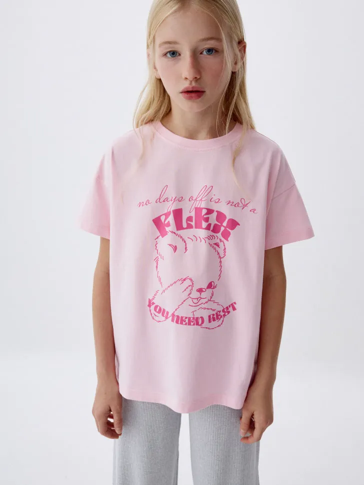 Футболка с принтом для девочек, розовый, арт. 3110