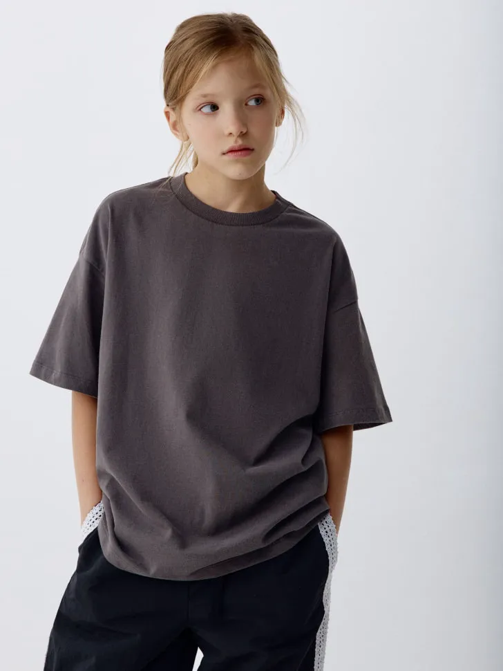 Футболка оверсайз со стиркой детская, серый, арт. 3114
