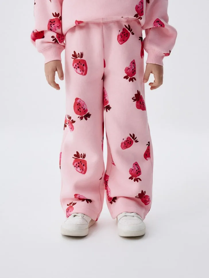 Широкие брюки с принтом для девочек, розовый, арт. 3121