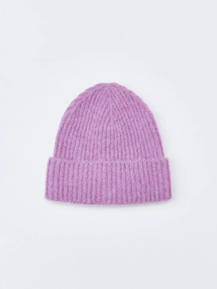 Шапка-бини с содержанием шерсти альпаки, фиолетовый, арт. 3123