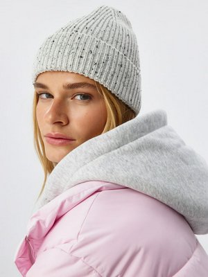 Меланжевая шапка-бини с содержанием шерсти, арт. 3127