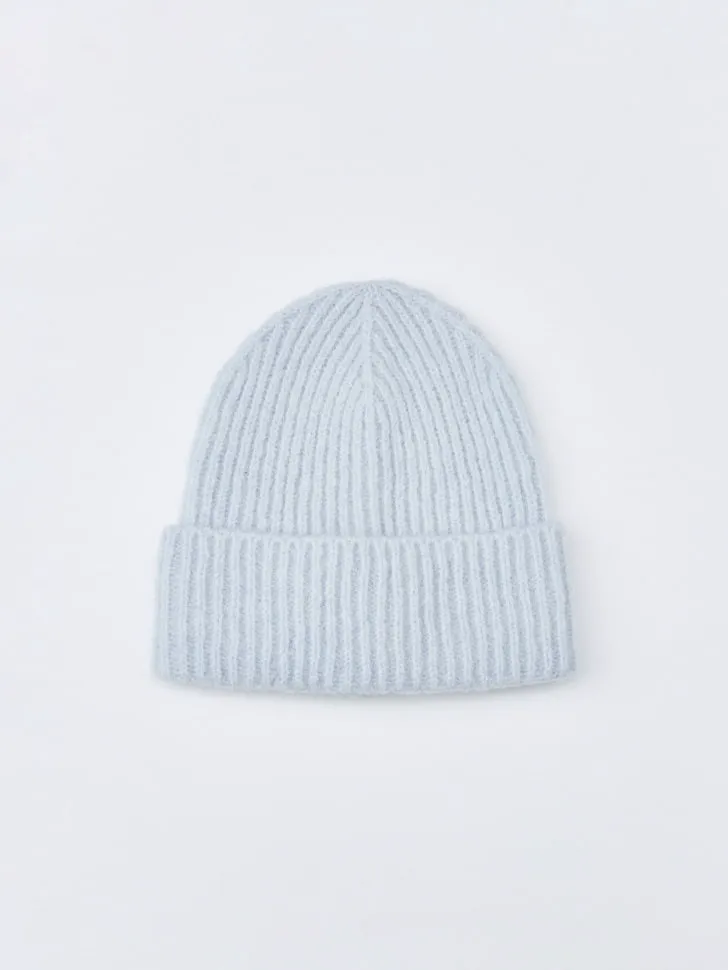 Шапка-бини с шерстью альпаки, голубой, арт. 3129