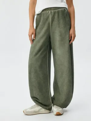 Брюки-бананы из футера, хаки, арт. 3134